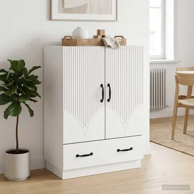 Image de Buffet à tiroirs vidaXL, blanc, 66 x 34,5 x 92 cm, aggloméré