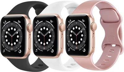 Image de 3 bracelets pour Apple Watch, compatibles avec les modèles 38/40/41 mm, SE, 9, 8, 7, 6, 5, 4, 3 et 2, disponibles en différentes couleurs