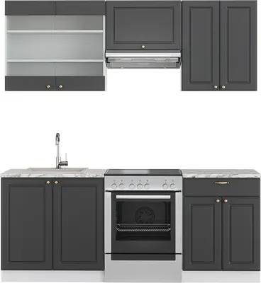 Immagine prodotto di Cucina componibile Vicco Fame-Line Antracite-oro 200 cm senza piano di lavoro, Model 38046