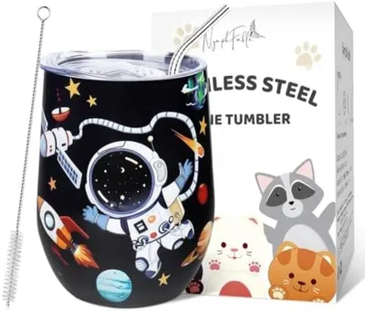 Produktbild von PromoHome® Isolierte Raum Teetasse mit Strohhalm - 350ml Doppelwandig Vakuum
