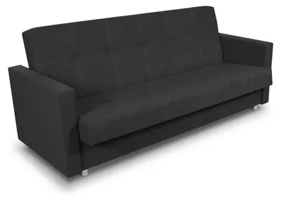 Produktbild von Schlafsofa Dave - Sofa mit Schlaffunktion und Bettkasten, Bett, Bettsofa, Schlafcouch (Schwarz (Suedine 24))