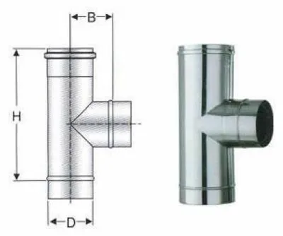 Obrázok produktu pre Nerezová oceľová rúra, typ AISI 316, pripojenie tvarky T, priemer 180 mm