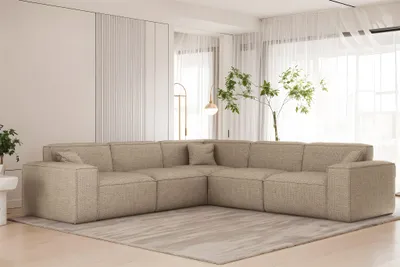 Produktbild von Ecksofa Designersofa CELES PREMIUM in Stoff Artico Beige Seite Universal