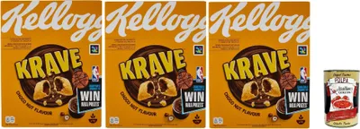 Produktbild von Krave Choco Nut | Müsli -Bündel mit Schokolade und Haselnussfüllung | Frühstückszerealien | breakfast cereals, 3x 375g + Italian Gourmet polpa 400g
