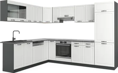 Produktbild von Vicco Eckküche R-Line, 227 x 287 cm ohne Arbeitsplatte, Weiß Landhaus/Anthrazit