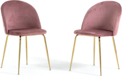 Produktbild von Set 2 gepolsterte Essstühle, Metallbeine, elegantes Design für Küche, Esszimmer, Bar und Restaurants SARA - Hellrosa/Gold