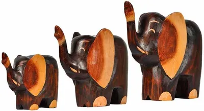 Produktbild von Holz-Elefant OKI, handgeschnitzt und bemalt, Grösse:ca. 9 cm