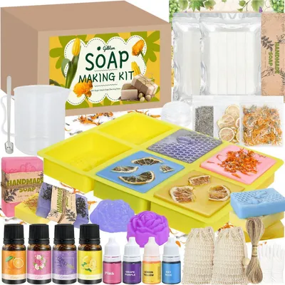 Immagine prodotto di Kit per la produzione di sapone, adatto a adulti e bambini, completo di base saponificatrice, stampi e oli profumati