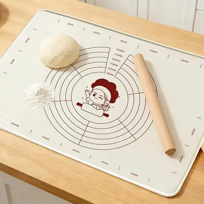 Produktbild von Backmatte zum Ausrollen von Teig, Silikon-Backmatte 70 x 50 cm mit Messskala, große Silikon-Backmatte, Nudelholzmatte, rutschfeste Teigmatte für Pizza, Brot, Kekse und Fondant.
