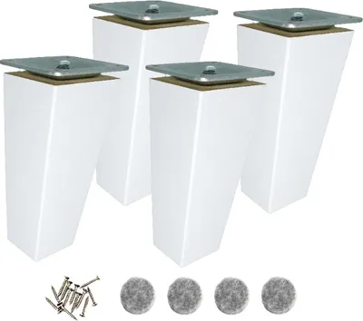 Produktbild von Möbelfuß Buche 10 cm weiß lackiert – Set 4x mit Montageset