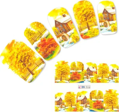 Produktbild von Tattoo Nail Herbst Bäume Bunte Blätter Aufkleber Nagel Sticker