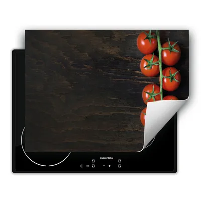 Produktbild von DarHaus Herdabdeckplatte 80x52 cm Anti Rutsch Matte Aufrollbar, Tomaten - Holz