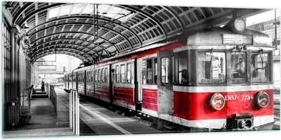 Produktbild von Bilder auf glas - Bahn Bahnhof Zug Transport - 120x50cm - Glasbilder - Wandbilder - Kunstdruck - zum Aufhängen bereit - Wanddekoration aus Glas - Glas Bilder - Wandbild auf Glas - GAB120x50-2558