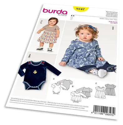 Obrázok produktu pre Strih Burda 9347 - Detské bodýčko, bodýčko so sukňou