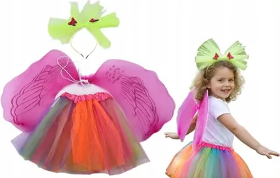 Produktbild von Schmetterling Kostüm Mädchen Flügel Rock & Haarreif - Zauberhaftes Faschings-Set