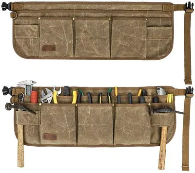 Produktbild von Unisex Werkzeugtas aus robustem Gewächs-Canvas mit Riemen und 13-fachem Schort - geeignet für Houtarbeiten, Elektroarbeiten und Außenarbeit (13 Fach).