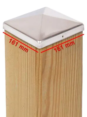 8 Pfostenkappen Pyramide 161 x 161 mm Edelstahl