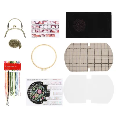 Zdjęcie produktu dla DIY torba do haftu, DIY materiał torby do haftu, torebka z ramą, torebka z portfelem do haftu, haft do szycia