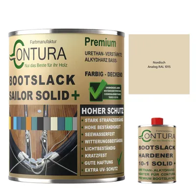 Produktbild von Contura 550ml. 2K Bootslack SEIDENMATT RAL Farbe Yachtlack Holzlack GFK Metall Boot Schiffslack - Nordisch RAL 1015 Analog - (500ml.+50ml. HÄRTER)