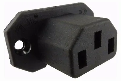 Produktbild von Kaltgeräte-Stecker C13 Stecker 15A, Einbau Stecker mit 2 Loch Rahmenbefestigung