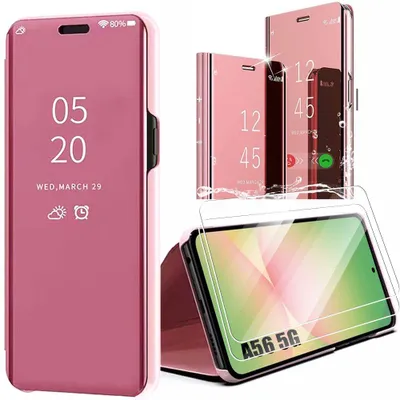 Image de Coque + 2 Verres Trempés pour Samsung Galaxy A56 5G, Rose Anti-Rayures Elégante Protection 360