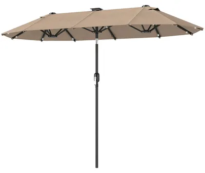 Produktbild von Outsunny Doppelsonnenschirm 292 x 150 cm, Sonnenschirm mit mit LED-Beleuchtung