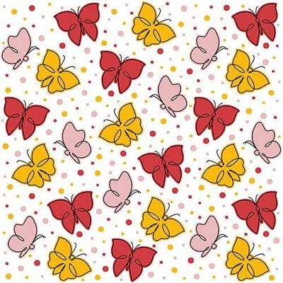 Produktbild von 360 Papstar Servietten, 3-lagig 1/4-Falz 33 cm x 33 cm rot Papillons 89308