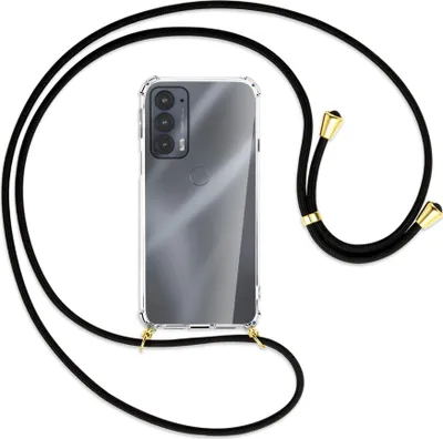 Produktbild von Handykette Backcover-Schutzhülle mit Band (Metall goldfarben) für Motorola Edge 20 - schwarz