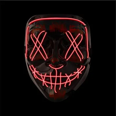 Produktbild von Halloween Maske Purge LED rot - Kostümmaske steuerbar für Halloween, Fasching & Karneval als Kostüm & Verleidung für Herren & Damen