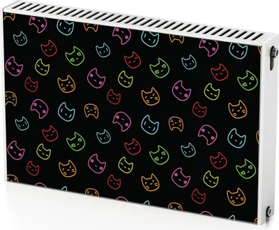 Produktbild von Neonkatzen – Magnetische Heizkörperabdeckung – 90x60 cm – Magnet Heizkörperabdeckung – 3D Würfel – Heizkörperverkleidung – Magnetische Wandverkleidung – Wetterfest