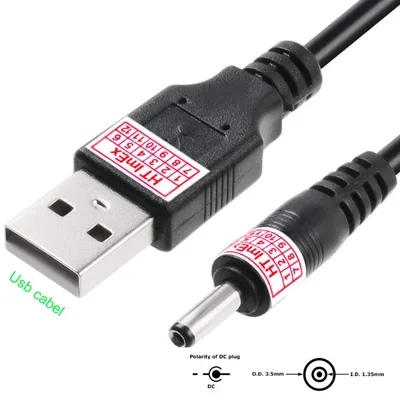 Produktbild von Stromkabel USB Kabel auf DC Hohlstecker Stecker 5v Ladekabel 3,5 mm x 1,35 mm