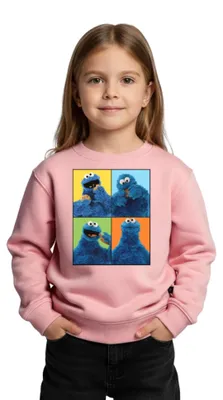 Produktbild von Spreadshirt Sesamstraße Krümelmonster Posen Kinder Premium Pullover, 122/128 (6 Jahre), Rosa