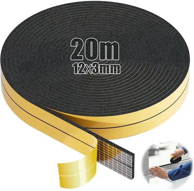 Imagen del producto de Cinta de sellado autoadhesiva, de espuma, 20 metros x 12 mm x 3 mm, para puertas y ventanas