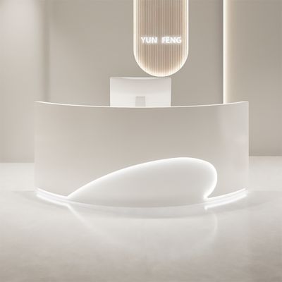 360Home Empfangstheke Theke geschwungene Tresen Kasse Empfangstresen Weiß 140*60*100cm