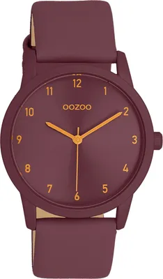 Image de Montre Oozoo lilas bordeaux cuir Timepieces femme Montre à quartz analogique UOC11455