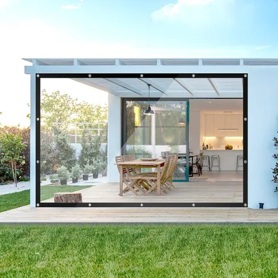 Image de Bâche transparente en PVC avec œillets et corde, 2 x 4 mètres | Transparent | 200 x 400 cm
