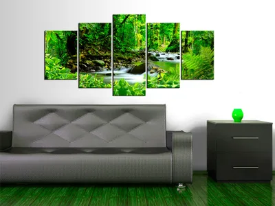 Produktbild von Akustikbild Landschaft 200x100 cm Bilder Akustikschaum Hochleistungsschallabsorber Schallschutz Leinwand 5 tlg Wandbild Raumakustik Schalldämmung 030112-45
