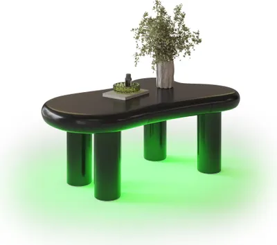 Zdjęcie produktu dla Stolik kawowy AIORBER w kształcie chmury, 16-kolorowe oświetlenie LED, szuflada, nowoczesny, miejsce do przechowywania, 98 × 65,5 × 40 cm, czarny