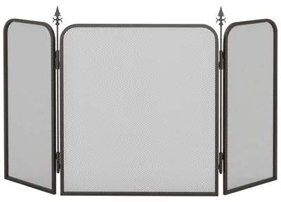 Produktbild von Funkenschutz für Kamine, klappbar, Metall, 96 x 1,3 x 56 cm, Schwarz
