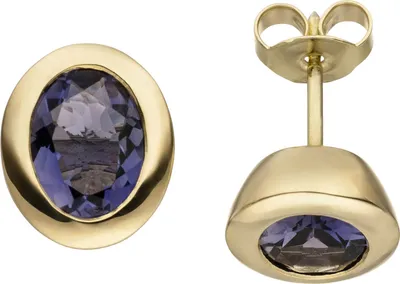 Produktbild von Ohrstecker Ohrringe mit blauen Iolithe 585 Gold Gelbgold Goldohrringe Ohrschmuck