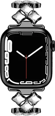 Produktbild von Strap-it Steel Diamond Apple Watch Armband (Schwarz)