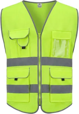 Obrázok produktu pre Bezpečnostná vesta, vysoká viditeľnosť, so zipsom, pre cyklistov