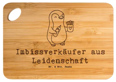 Produktbild von Mr. & Mrs. Panda Holzbrettchen Imbissverkäufer Leidenschaft - Transparent - Geschenk, Lustig, Brett, Schneidebrett, Frühstücksbrett, schneidbrett, Frühstücksbrettchen