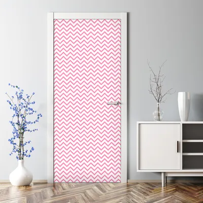 Produktbild von Dekorative Türaufkleber Aufkleber selbstklebend Abnehmbarerdeko Chevron Zickzack rosa 77 x 200 cm