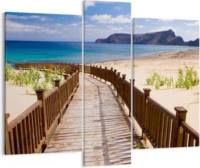 Produktbild von Bild auf Leinwand - Leinwandbild - Ozean Strand Sand Ufer - 95x80cm - Wand Bild - Wanddeko - Leinwanddruck - Bilder - Kunstdruck - Wanddekoration - Leinwand bilder - Wandkunst - CB95x80-2544