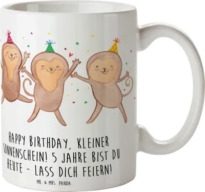 Produktbild von Mr. & Mrs. Panda Tasse 5. Geburtstag Sonnenschein - Weiß - Geschenk, Pott, magischer Moment, mit Spruch, Kaffeepott, Kaffeetasse, Geburtstagsgeschenk, Kaffeebecher