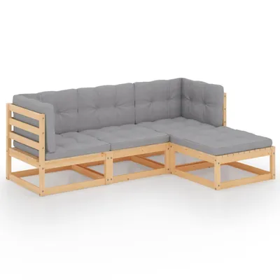 Produktbild von vidaXL 4-tlg. Garten-Lounge-Set mit Kissen Kiefer Massivholz