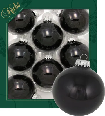 Produktbild von Krebs Glas Lauscha 8er Set einfarbige Christbaumkugeln in Schwarz - Größe ca. 7cm - 70135