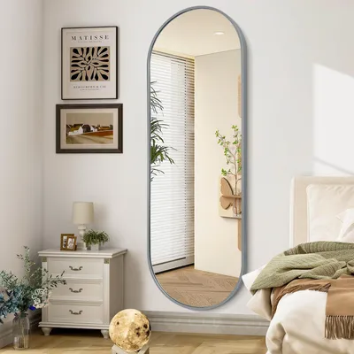 Immagine prodotto di Specchio da bagno ovale, con cornice in lega di alluminio, dimensioni 120 x 60 cm, ideale per camera da letto e ingresso