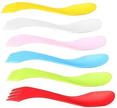 Productafbeelding van 6-delige plastic spork set - Lichtgewicht en stevig